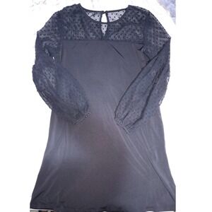 Maurices Black Swiss Dot Sheer Sleeve Keyhole‎ Neckline A-line Dress Size S